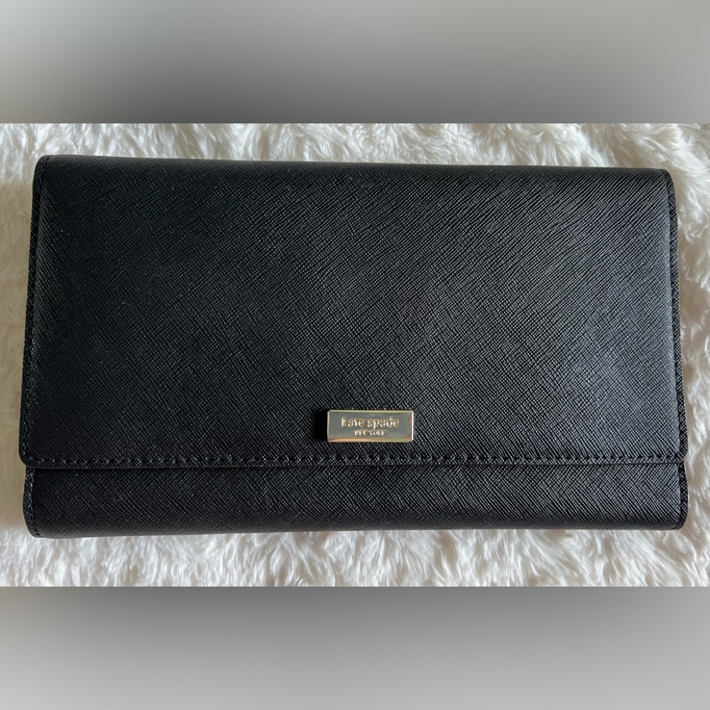 Kate Spade New York Black Saffiano Leather TriFold Wallet